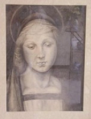 Ceramiche d-Arte di Albisola - Tratto da un dipinto di Raffaello Sanzio 
Tecnica matita e carboncino su cartoncino grigio